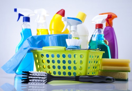 Commercial cleaning team working in a SE4 office reception area
