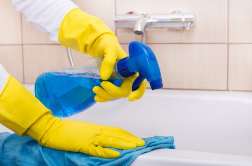 Office cleaning team preparing a SE4 workplace for the day